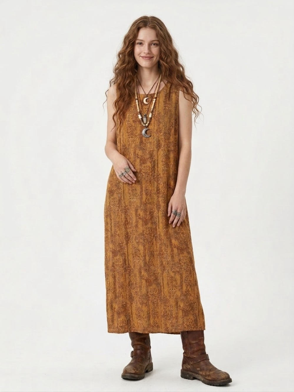 Vintage Boho Cottagecore Maxi Dress Goblincore Earthy Fairycore Hobbit Paisley